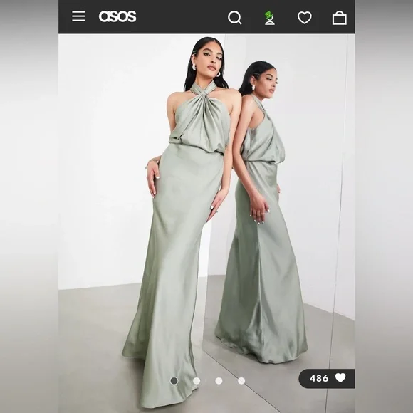 green emerald velvet dress ASOS DESIGN Pleat Plunge Neck Midi Dress With Elasticated Straps And Back  In Apple Green